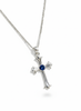 Mặt dây chuyền Thánh Giá Vàng trắng Đá quý tự nhiên Sapphire Gothic Cross Pendant 14K White Gold by AME Jewellery