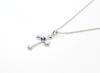 Mặt dây chuyền Thánh Giá Vàng trắng Đá quý tự nhiên Sapphire Gothic Cross Pendant 14K White Gold by AME Jewellery
