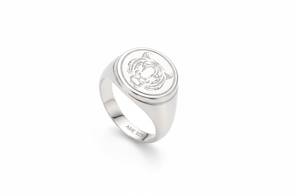 Nhẫn ngón út khắc hình Hổ Little Finger Signet Ring | AME Jewellery