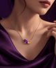 Sterling Silver Necklace with natural Pear-cut Amethyst & Citrine - AME Jewellery