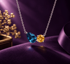 Sterling Silver Necklace with Pear-cut London Blue Topaz & Citrine - AME Jewellery