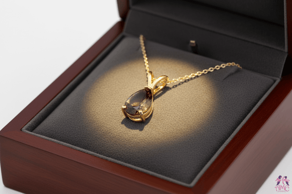 Mặt dây Vàng 14K Đá quý tự nhiên Pear Smoky Quartz Pendant Necklace in 14K Yellow Gold by AME Jewellery