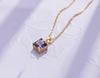 Mặt dây chuyền vàng Đá quý tự nhiên Natural Square-Cut Amethyst Classic Pendant Necklace by AME Jewellery