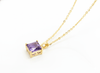Mặt dây chuyền vàng Đá quý tự nhiên Natural Square-Cut Amethyst Classic Pendant Necklace by AME Jewellery