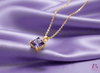 Mặt dây chuyền vàng Đá quý tự nhiên Natural Square-Cut Amethyst Classic Pendant Necklace by AME Jewellery