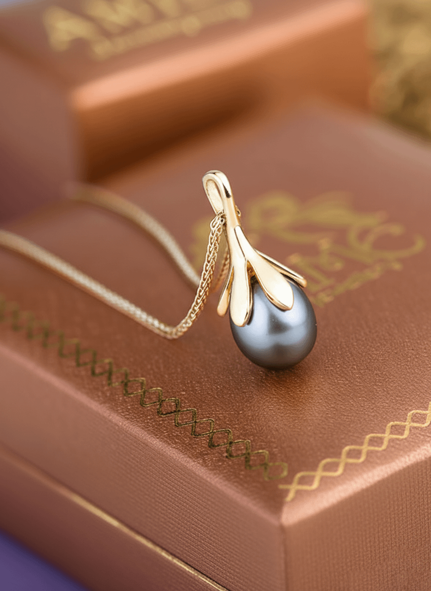 Mặt dây chuyền Vàng Ngọc trai biển Tahitian Pearl Pendant in 14K Yellow Gold by AME Jewellery
