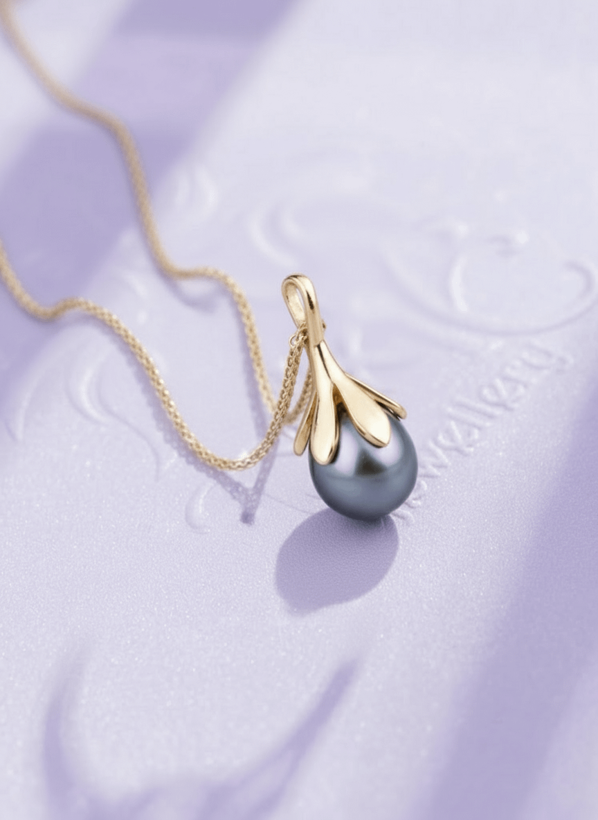 Mặt dây chuyền Vàng Ngọc trai biển Tahitian Pearl Pendant in 14K Yellow Gold by AME Jewellery