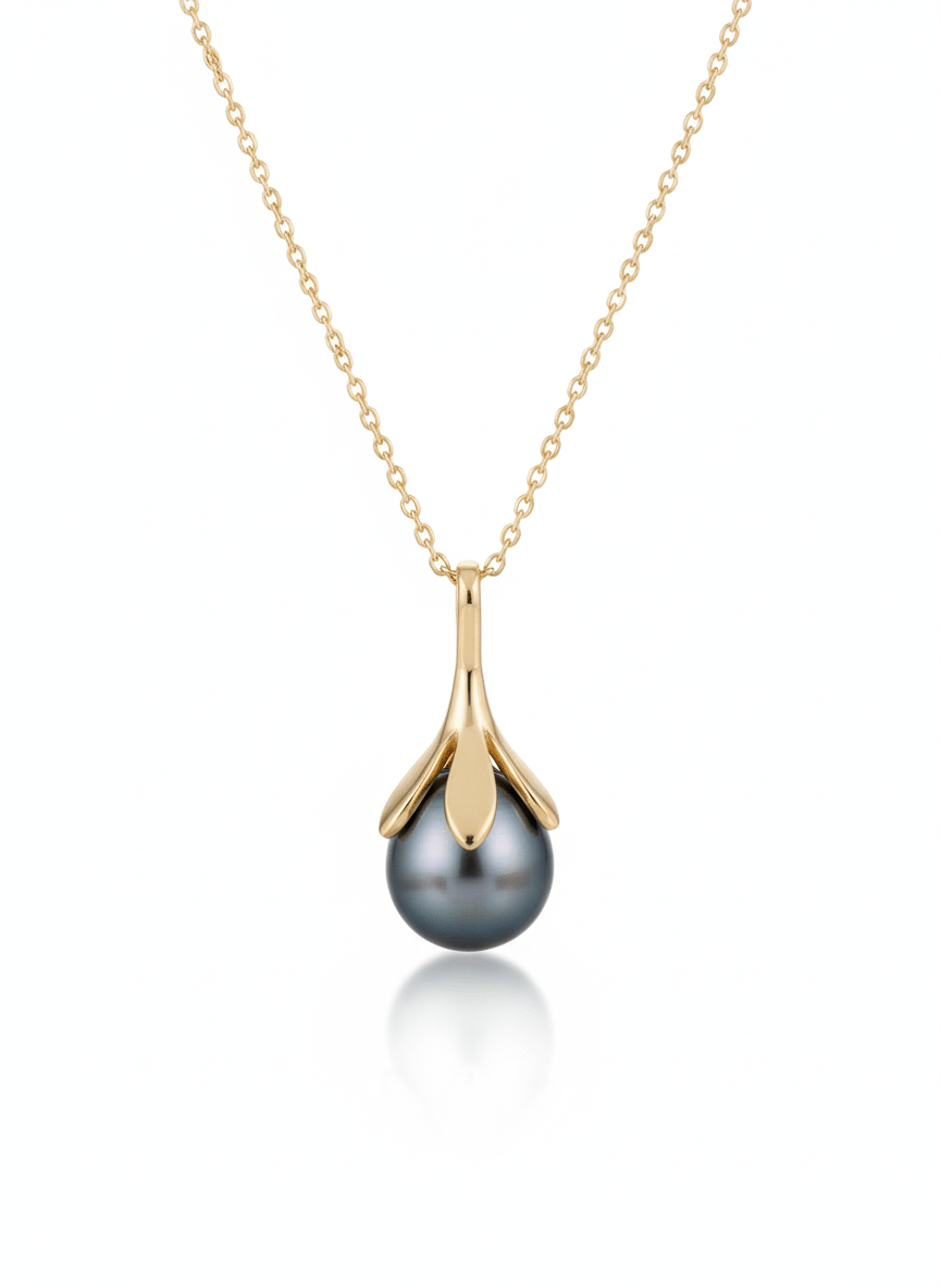 Mặt dây chuyền Vàng Ngọc trai biển Tahitian Pearl Pendant in 14K Yellow Gold by AME Jewellery