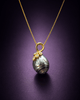 Hand-carved Tahitian Pearl Leaf Pendant in 14K Yellow Gold - AME Jewellery