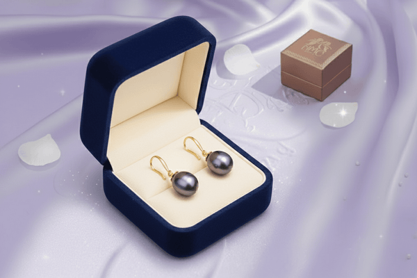 Bông tai Vàng Ngọc trai Teardrop Peacock Freshwater Pearl Hook Gold Earrings by AME Jewellery