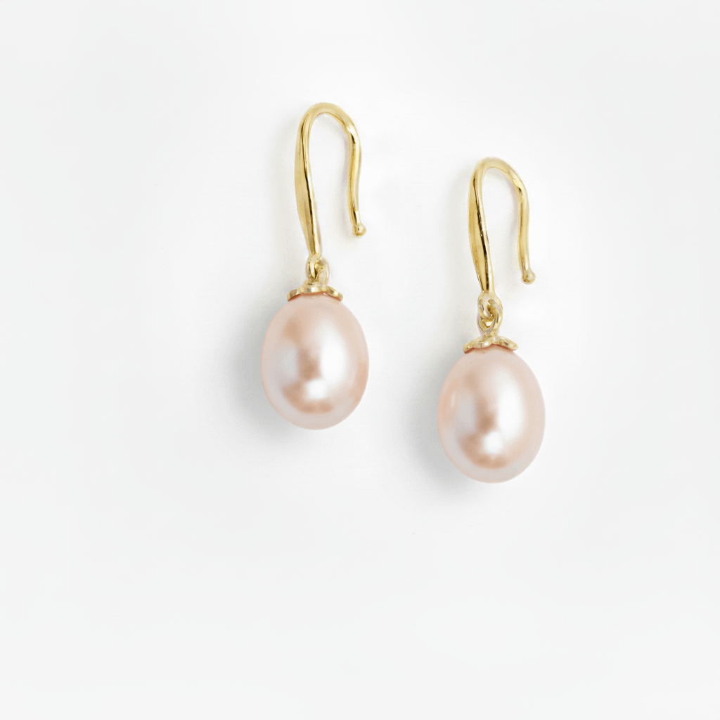 Bông tai Vàng Ngọc trai Teardrop Peacock Freshwater Pearl Hook Gold Earrings by AME Jewellery
