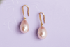 Bông tai Vàng Ngọc trai Teardrop Peacock Freshwater Pearl Hook Gold Earrings by AME Jewellery