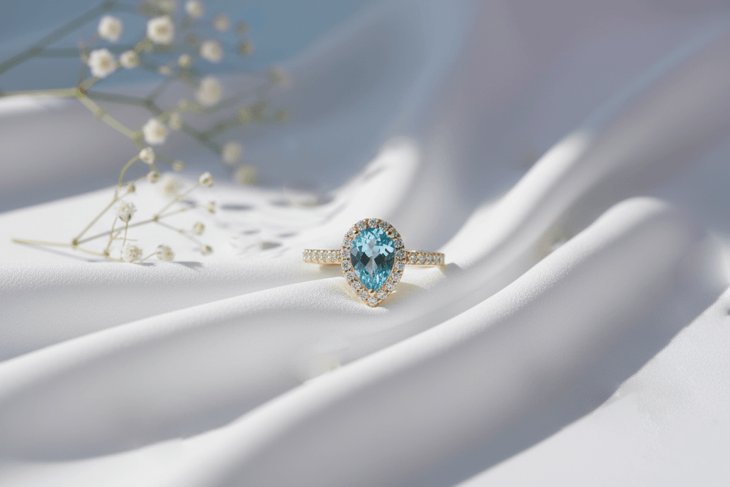 Nhẫn nữ Vàng 14K Đá quý Blue Topaz Gold Ring - AME Jewellery