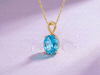 Natural Oval -cut Blue Topaz Pendant Necklace in 18K Yellow Gold by AME Jewellery. Blue Topaz is the December Birthstone and the 4th wedding anniversary gemstone. 