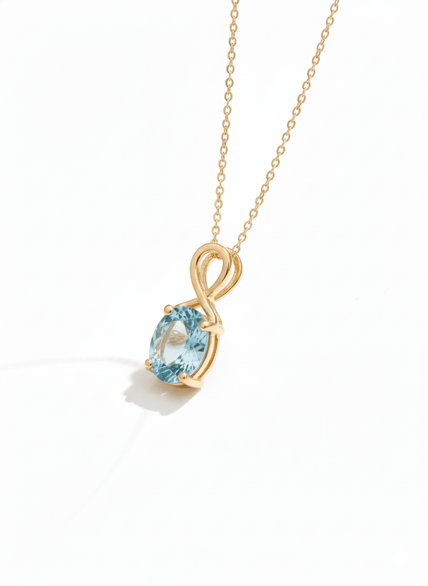 Mặt dây chuyền Vàng Đá quý tự nhiên oval-cut Blue Topaz Gold Pendant Necklace in 18K Yellow Gold by AME Jewellery