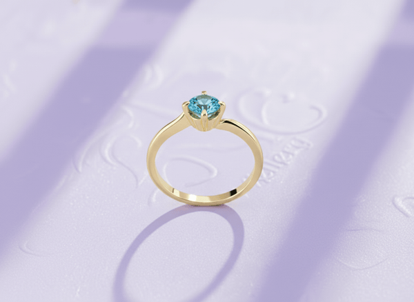 Nhẫn Vàng 14K Đá quý tự nhiên Blue Topaz Gold Ring - AME Jewellery