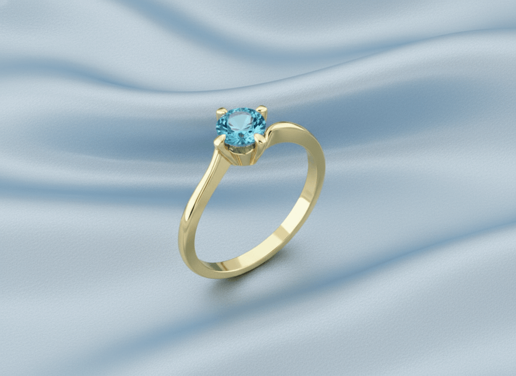 Nhẫn Vàng 14K Đá quý tự nhiên Blue Topaz Gold Ring - AME Jewellery