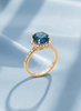 Nhẫn Vàng 14K Đá quý thiên nhiên London Blue Topaz halo gold ring - AME Jewellery