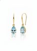 Bông tai móc Vàng Đá quý tự nhiên Pear Blue Topaz Hook Earrings 14K Yellow Gold by AME Jewellery