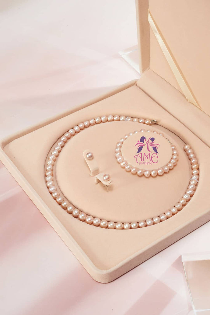 Bộ Trang sức Chuỗi Ngọc trai nuôi nước ngọt Lavender Pearl Strand Jewelry | AME Jewellery