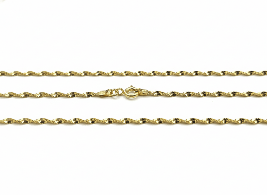 Dây chuyền Vàng Nữ xoắn giác kim cương | Twisted diamond-cut chain necklace in 14K yellow gold by AME Jewellery