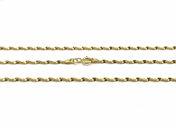 Dây chuyền Vàng Nữ xoắn giác kim cương | Twisted diamond-cut chain necklace in 14K yellow gold by AME Jewellery