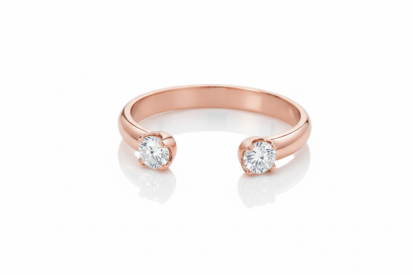 Nhẫn Vàng hồng Kim cương thiên nhiên Two Natural Diamonds Open Ring in 14K Rose Gold by AME Jewellery