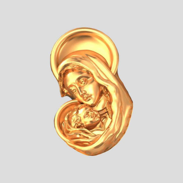3D design of Virgin Mary with Baby Jesus Pendant Necklace by AME Jewellery
