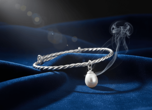 Vòng tay Ngọc trai nước ngọt trắng Freshwater Pearl Cable Bangle by AME Jewellery