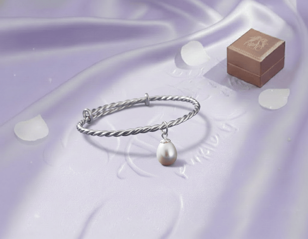 Vòng tay Ngọc trai nước ngọt trắng Freshwater Pearl Cable Bangle by AME Jewellery