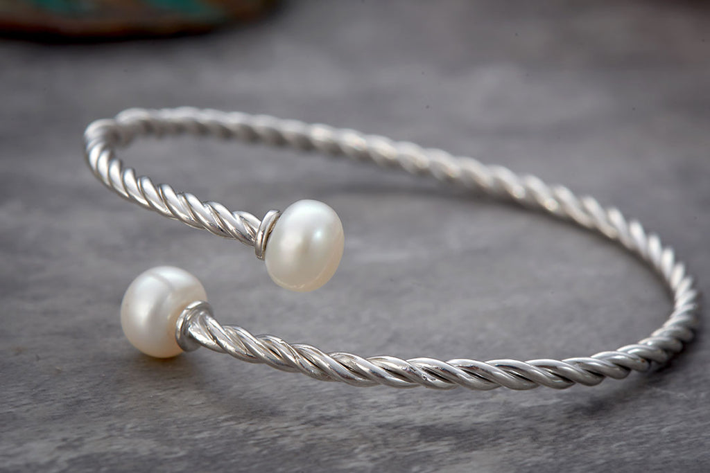 Vòng tay dây cáp Ngọc trai nuôi nước ngọt bán cầu  - AME Jewellery