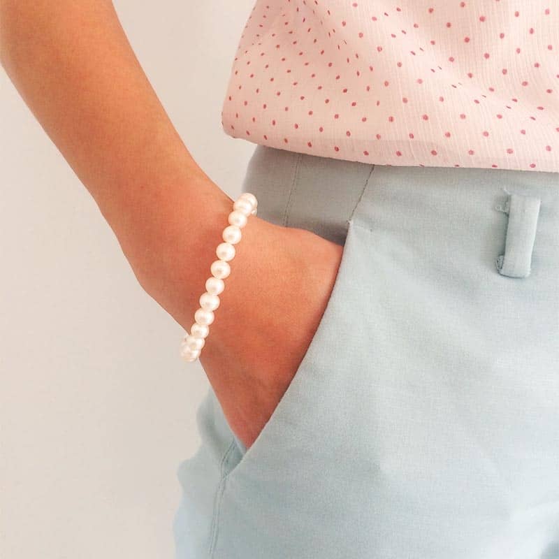 Vòng tay Chuỗi Ngọc trai trắng White Pearl Strand Bracelet by AME Jewellery