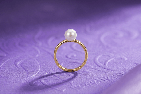 White Freshwater Cultured Pearl Classic Ring in 14K Yellow Gold by AME Jewellery