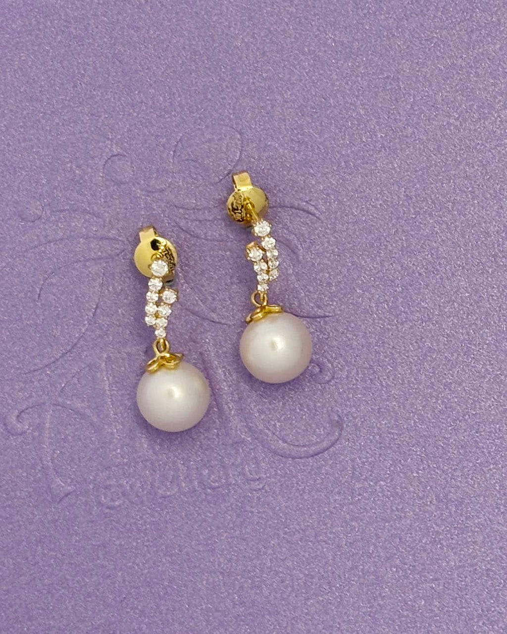 Bông tai Vàng Ngọc trai nuôi nước ngọt trắng | White Freshwater Cultured Pearl Drop Earrings in 14K Yellow Gold by AME Jewellery