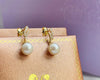 Bông tai Vàng Ngọc trai nuôi nước ngọt trắng | White Freshwater Cultured Pearl Drop Earrings in 14K Yellow Gold by AME Jewellery