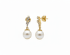 Bông tai Vàng Ngọc trai nuôi nước ngọt trắng | White Freshwater Cultured Pearl Drop Earrings in 14K Yellow Gold by AME Jewellery