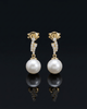 Bông tai Vàng Ngọc trai nuôi nước ngọt trắng | White Freshwater Cultured Pearl Drop Earrings in 14K Yellow Gold by AME Jewellery