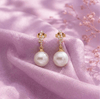 White Freshwater Cultured Pearl Drop Earrings in 14-karat Yellow Gold by AME Jewellery