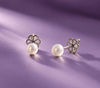 White Freshwater Cultured Pearl Stud Earrings in Sterling Silver by AME Jewellery. 