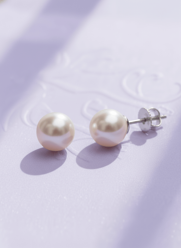 
Bông tai Vàng trắng Ngọc trai trắng White Freshwater Cultured Pearl Earrings in 14K White Gold by AME Jewellery