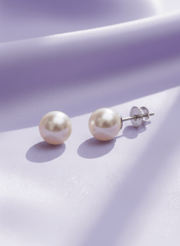
Bông tai Vàng trắng Ngọc trai trắng White Freshwater Cultured Pearl Earrings in 14K White Gold by AME Jewellery