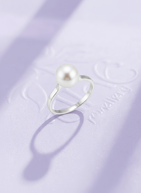 White Freshwater Cultured Pearl Ring in 10K White Gold by AME Jewellery