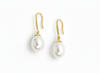 Bông tai Vàng Ngọc trai Teardrop White Freshwater Pearl Hook Gold Earrings by AME Jewellery