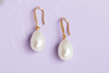 Bông tai Vàng Ngọc trai Teardrop White Freshwater Pearl Hook Gold Earrings by AME Jewellery