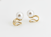 Bông tai Kẹp Ngọc trai trắng White Freshwater Cultured Pearl Clip-onEarrings in 14K Yellow Gold by AME Jewellery