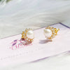 White Freshwater Pearl Flower Earrings 14K Yellow Gold | AME Jewellery