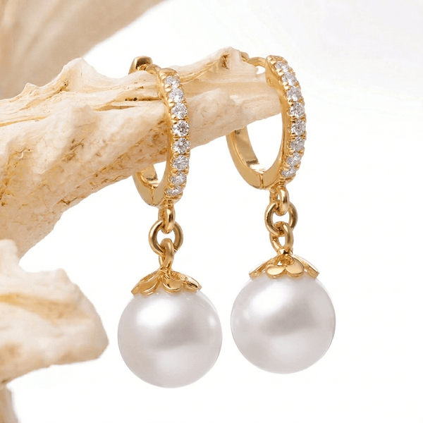Bông tai Vàng 14K Ngọc trai Freshwater Pearl Gold Earrings | AME Jewellery