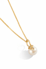 Mặt dây Vàng Ngọc trai White Freshwater Pearl Leaf Pendantin 14K Yellow Gold | AME Jewellery