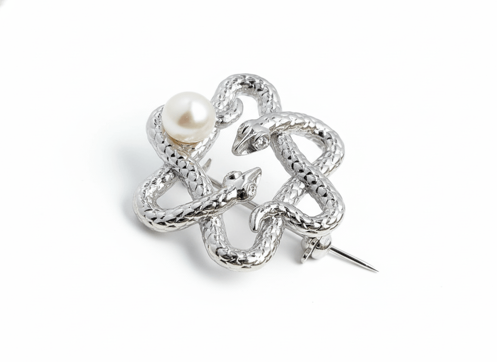 Cài Áo Rắn Ngọc trai trắng - White Pearl Snake Brooch - Le Motif du Serpent by AME Jewellery