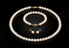 White Freshwater Cultured Pearls Strand Jewelry three-piece Set with 14-karat Yellow Gold Clasp by AME Jewellery